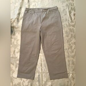 SUSAN GRAVER Women's TAN Flat Front Stretch Waist CROPPED Pants with Pockets 18W